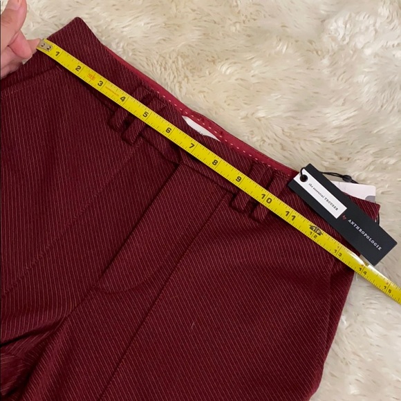 ANTHROPOLOGIE - THE ESSENTIAL TROUSER Slim Flared Fit Burgundy Pants Size 0 NWT - Picture 9 of 14